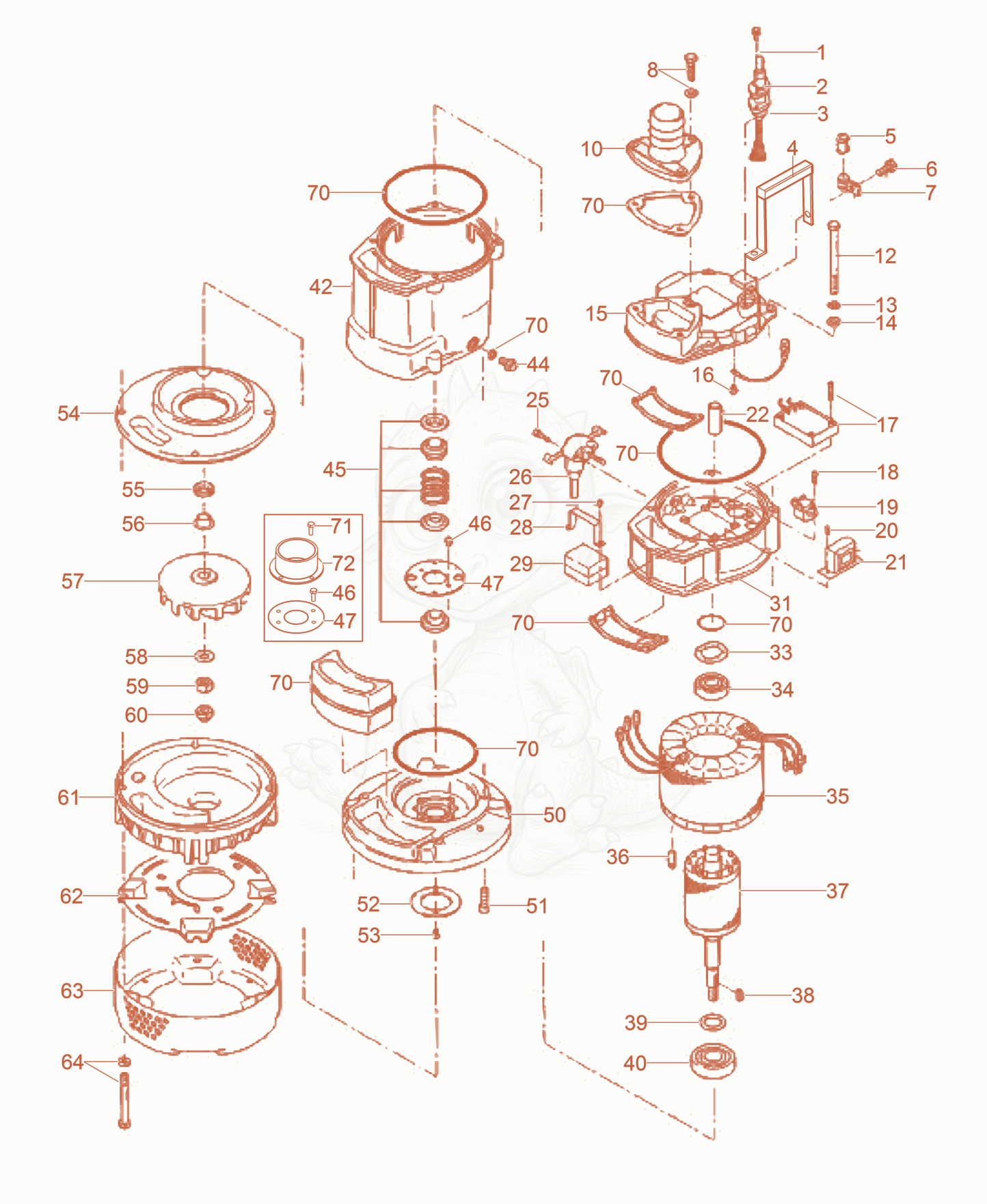 Exploded parts diagram of the Pump cpl. of a Wacker Neuson PSA21503L, with numbered balloons
