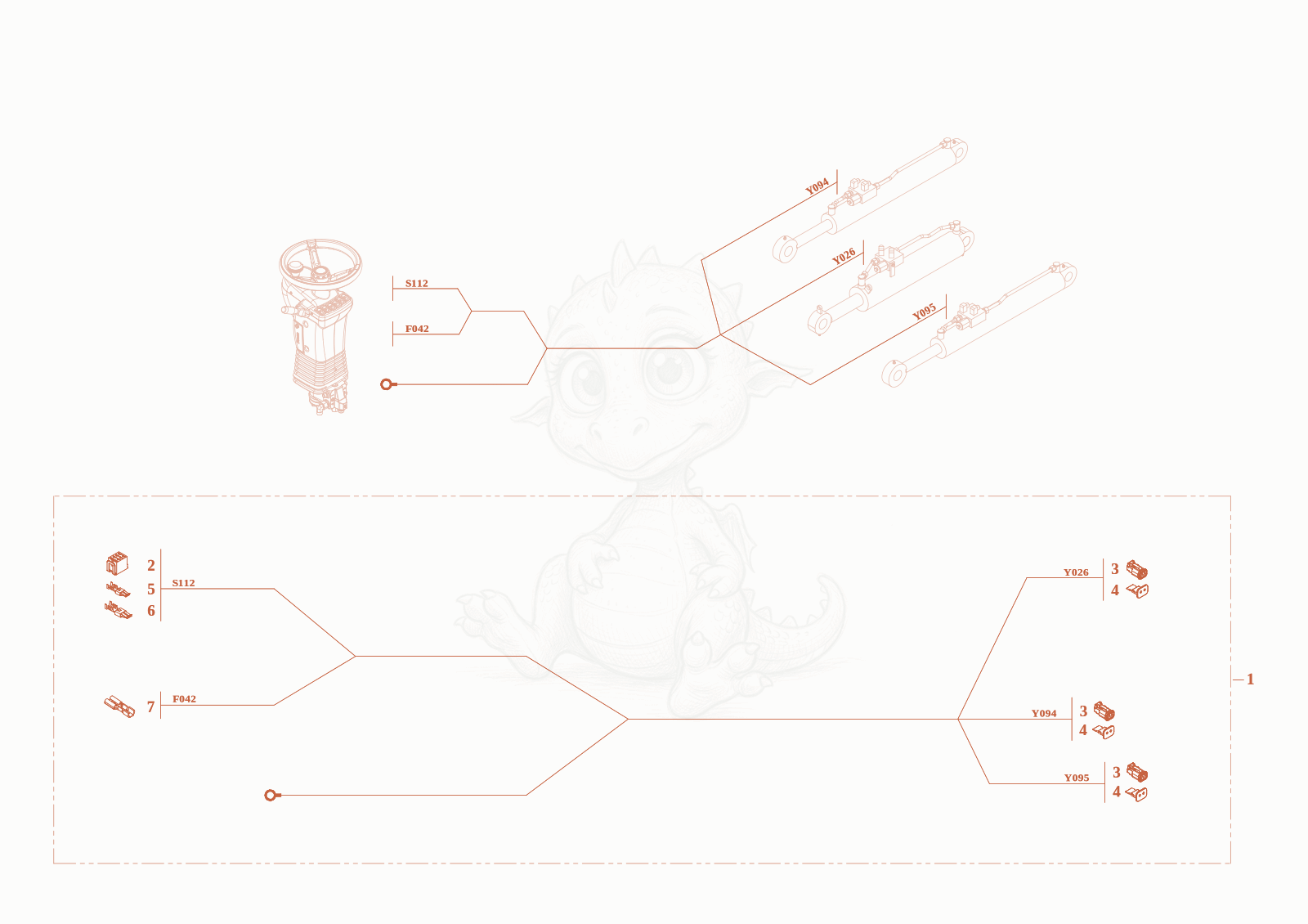 Exploded parts diagram of the wiring harness of a Wacker Neuson WL32, with numbered balloons