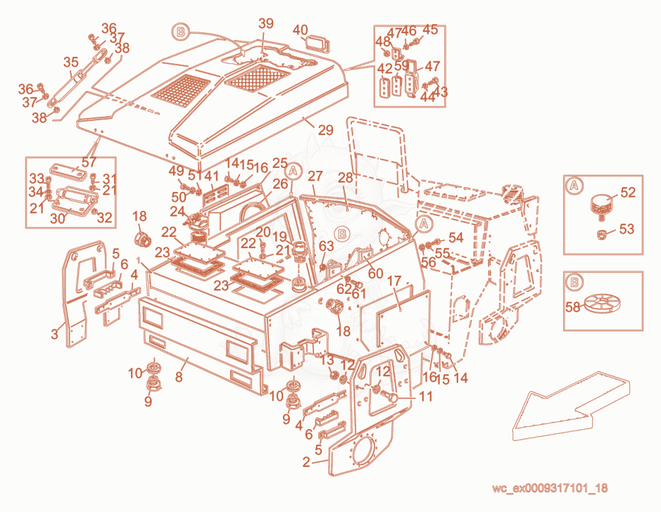 Exploded parts diagram of the Front Frame of a Wacker Neuson RD25, with numbered balloons