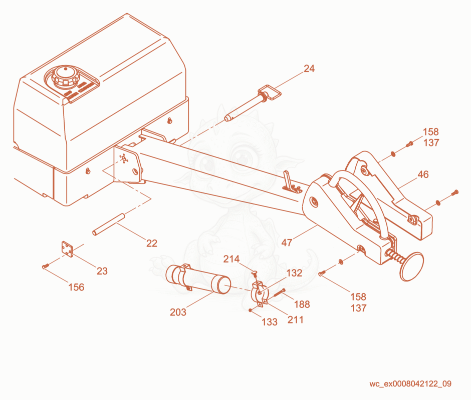 Despiece del Lower Handle cpl. de una máquina Wacker Neuson RD7H-ESEU, con globos numerados