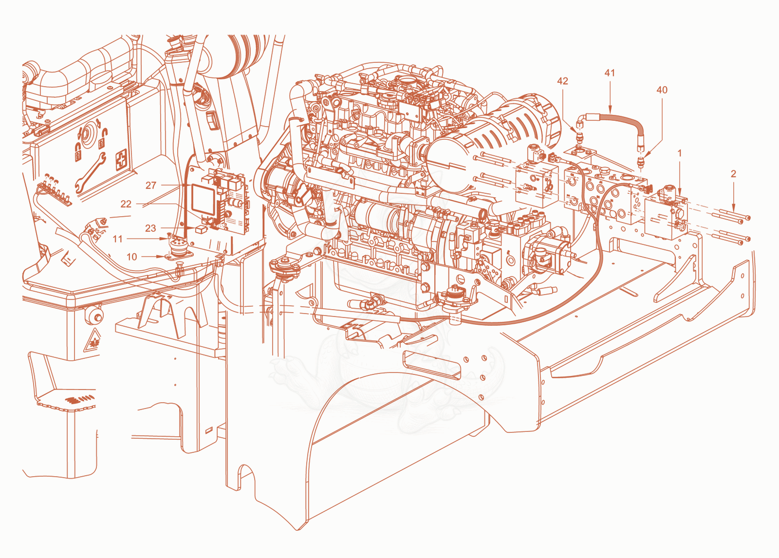 Exploded parts diagram of the all-wheel lock of a Wacker Neuson RD40-130CDPF, with numbered balloons