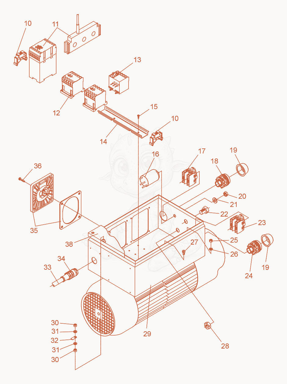 Exploded parts diagram of the Converter cpl. of a Wacker Neuson FU1,6/200SW-S, with numbered balloons