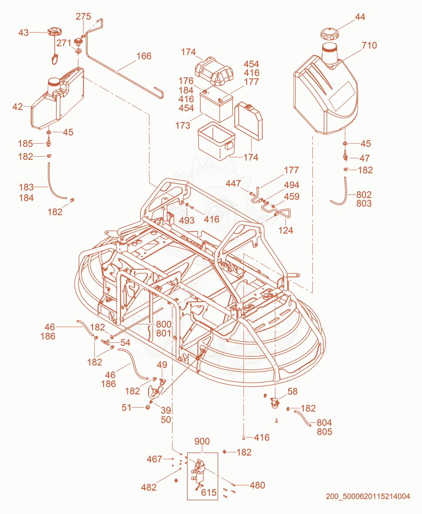 Exploded parts diagram of the Tank cpl. of a Wacker Neuson CRT36-25, with numbered balloons