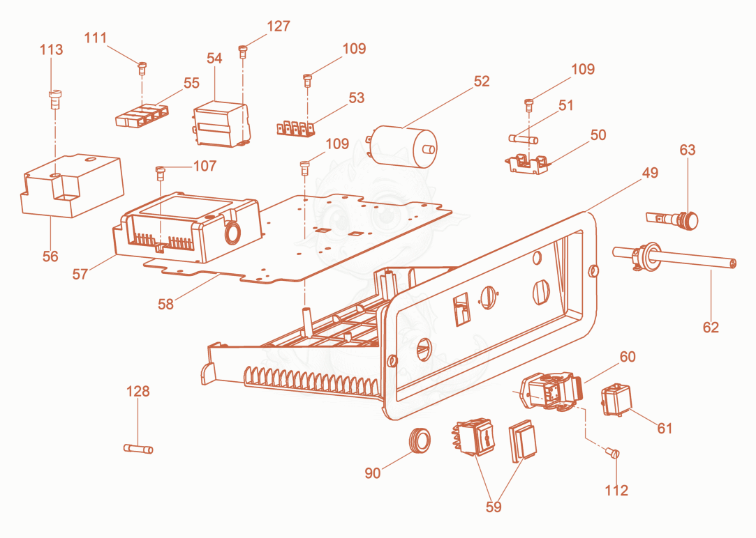 Exploded parts diagram of the Controller housing cpl. of a Wacker Neuson HI90, with numbered balloons