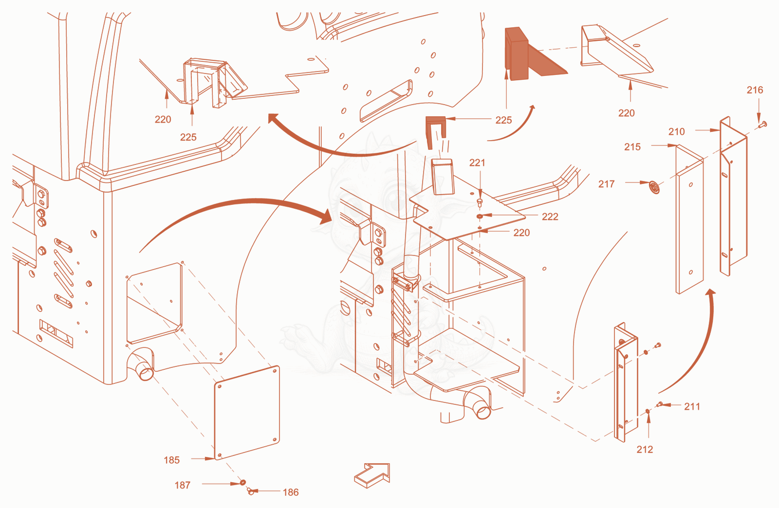 Exploded parts diagram of the Canopies and covers of a Wacker Neuson RD45-140, with numbered balloons