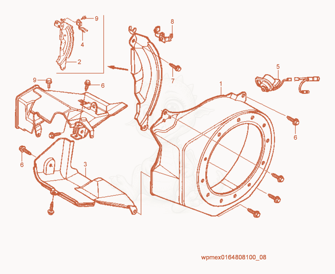 Exploded parts diagram of the Blower Housing of a Wacker Neuson WP1540AW, with numbered balloons