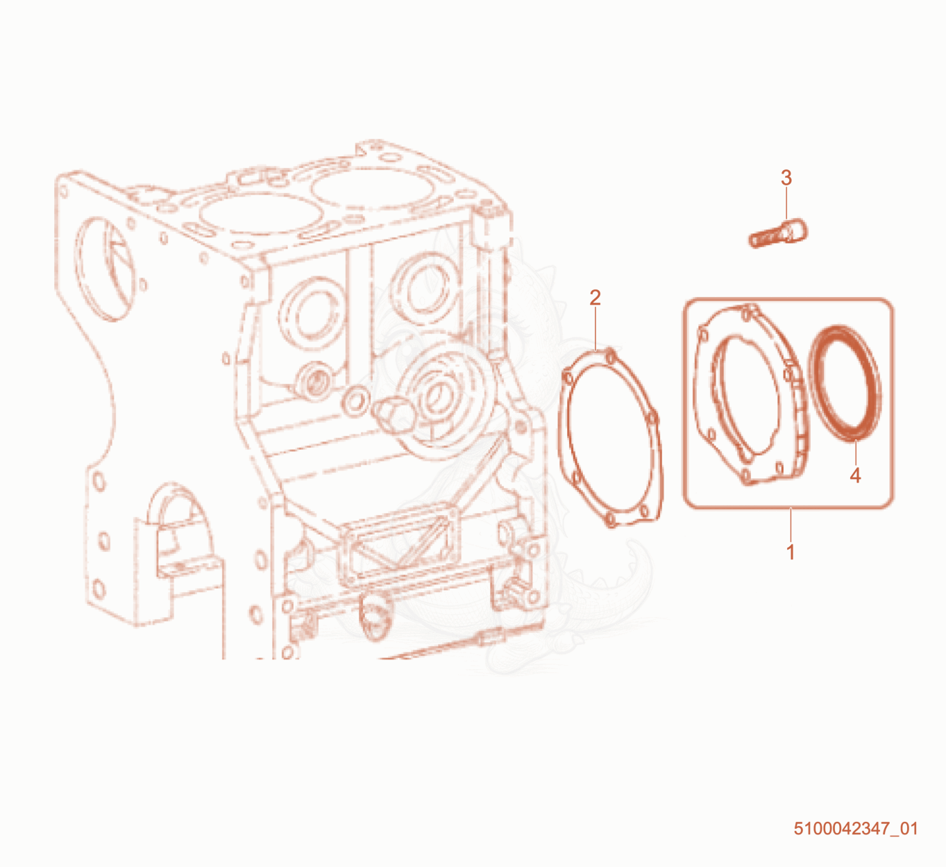 Exploded parts diagram of the Flywheel Side Support of a Wacker Neuson RTLX-SC3, with numbered balloons