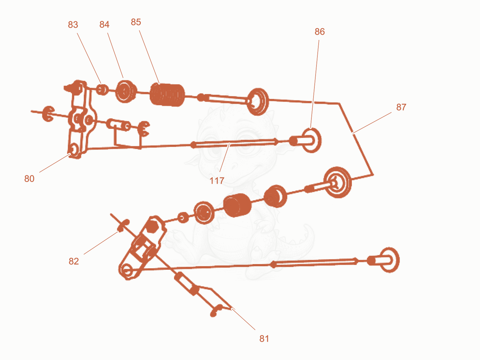 Exploded parts diagram of the Camshaft cpl. of a Wacker Neuson GB3000GCE, with numbered balloons
