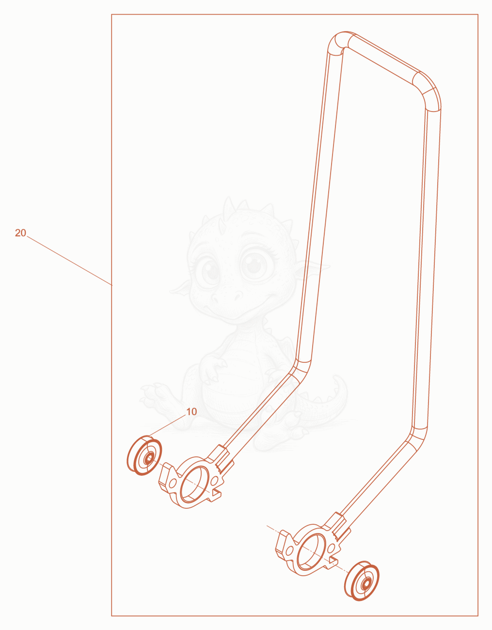 Exploded parts diagram of the Guide Handle of a Wacker Neuson BPS1135AWUS, with numbered balloons