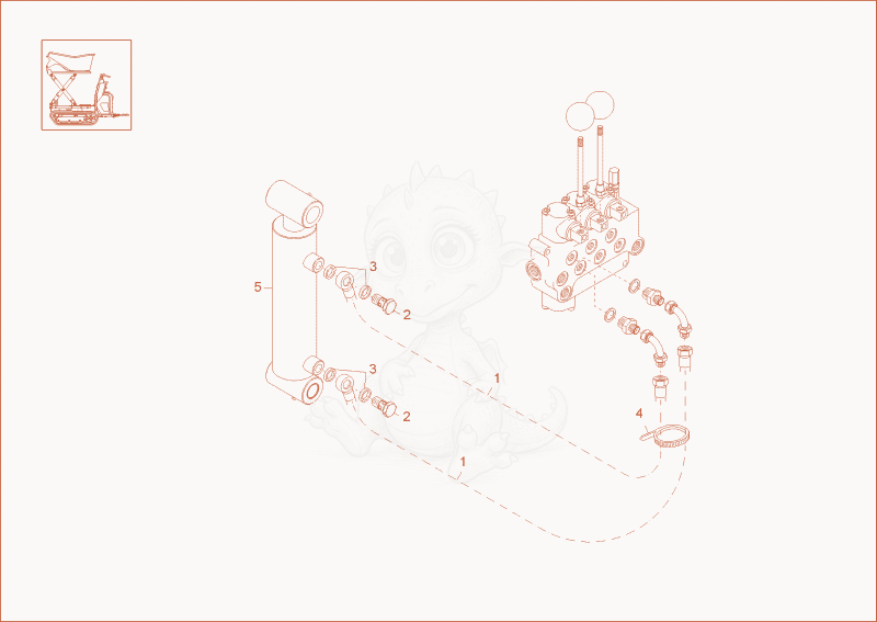 Exploded parts diagram of the TILT CYLINDER OPERATION 2 (OPTION) of a Wacker Neuson DT08PRO, with numbered balloons