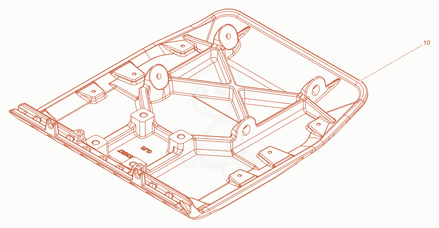 Despiece del Baseplate 500 de una máquina Wacker Neuson XPSKMAT, con globos numerados