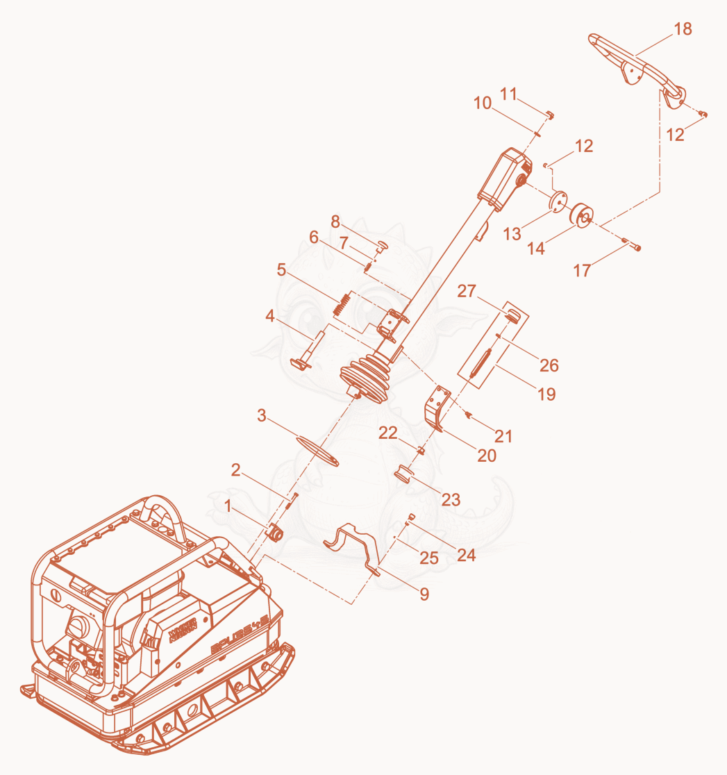 Exploded parts diagram of the Vibration Plate of a Wacker Neuson BPU3545AUS, with numbered balloons
