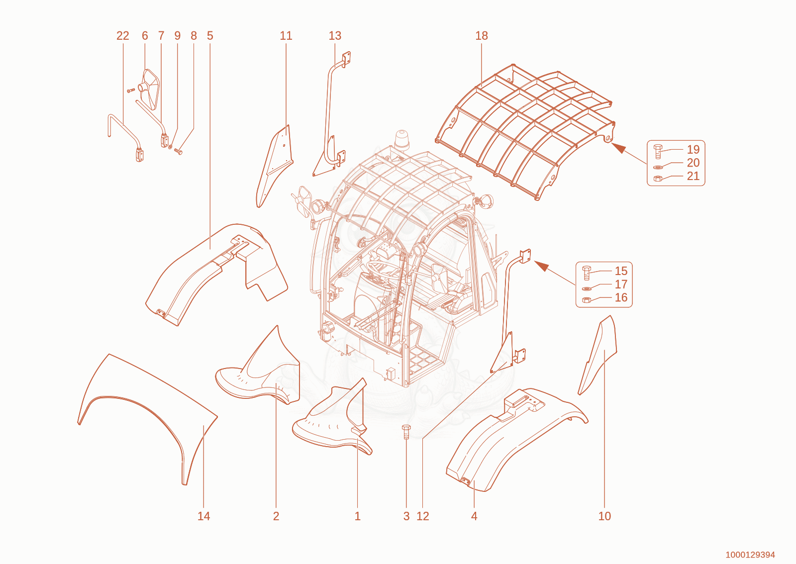 Exploded parts diagram of the Trim of a Wacker Neuson 280, with numbered balloons