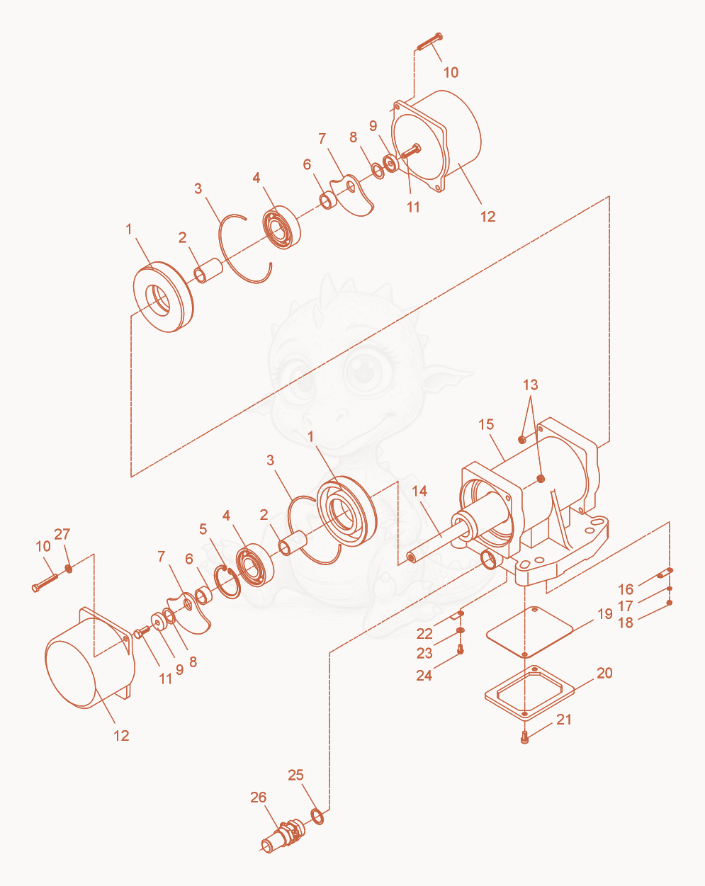 Exploded parts diagram of the External Vibrator cpl. of a Wacker Neuson AR3/2S, with numbered balloons