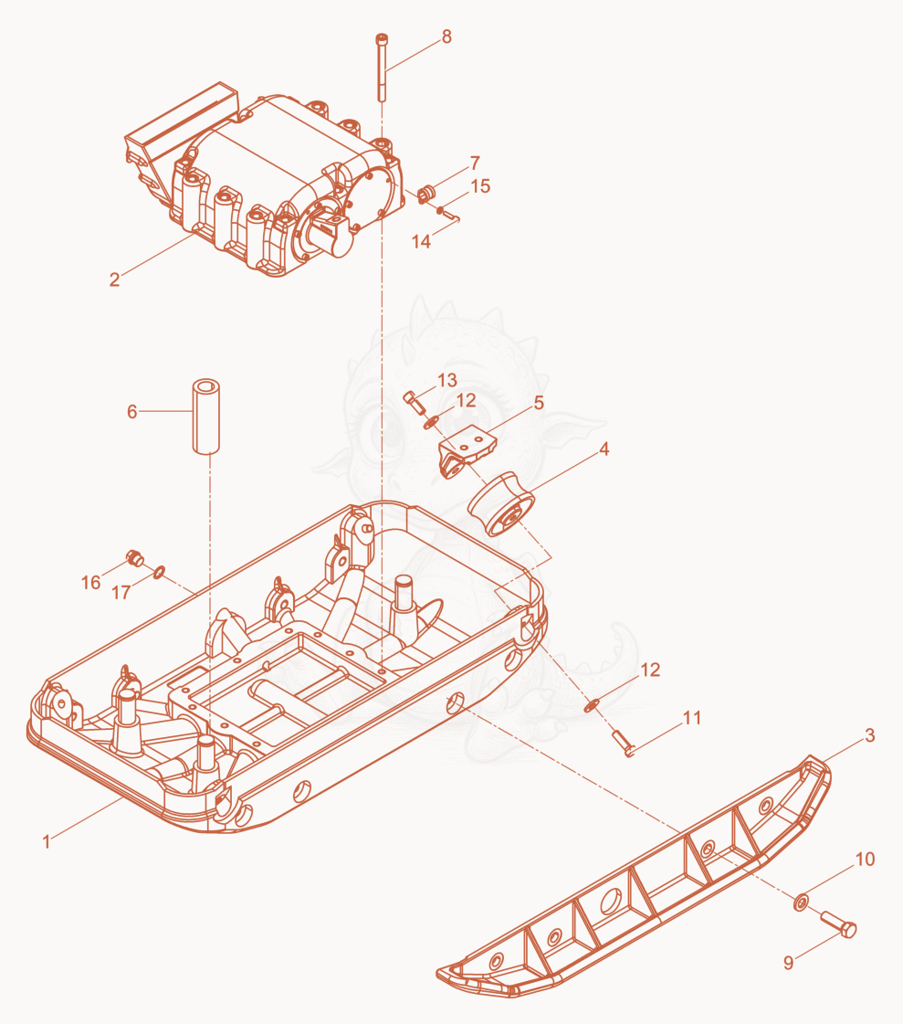 Exploded parts diagram of the Baseplate cpl. of a Wacker Neuson BPU4045AUS, with numbered balloons