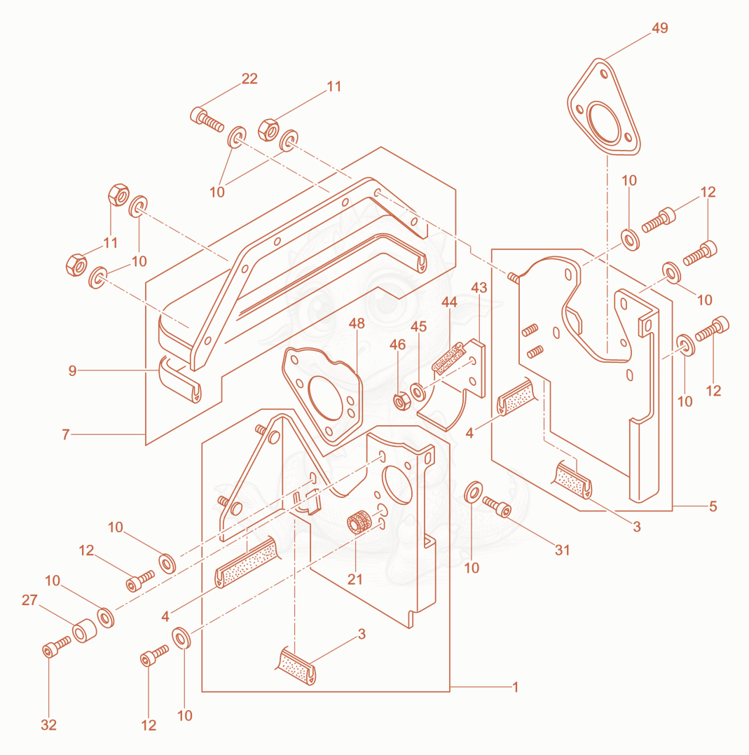 Exploded parts diagram of the Air Ducting of a Wacker Neuson DPU4545H, with numbered balloons