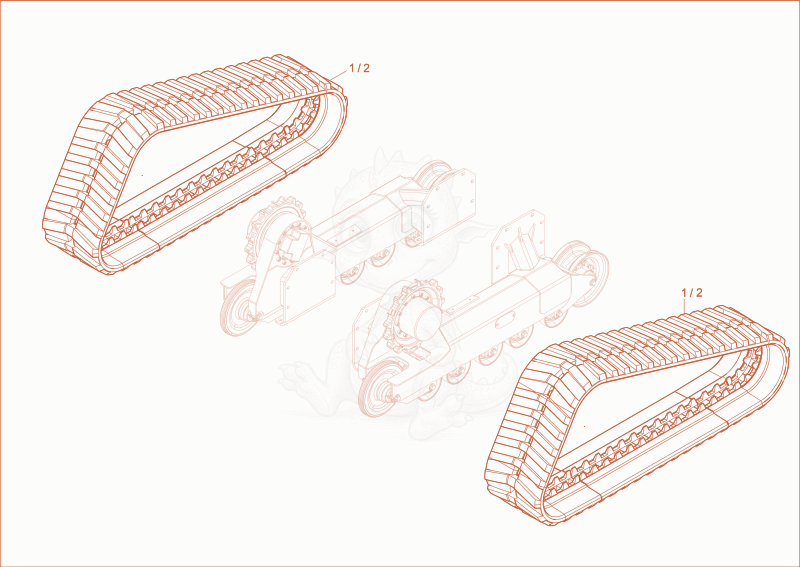 Exploded parts diagram of the rubber track of a Wacker Neuson ST35(S04-02), with numbered balloons