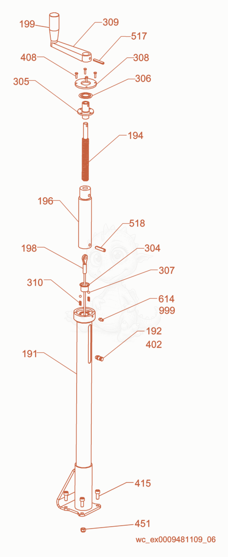 Exploded parts diagram of the Pitch Control/Right of a Wacker Neuson CRT48-25K-H, with numbered balloons