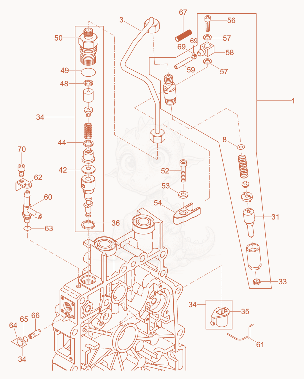 Exploded parts diagram of the Injection Equipment of a Wacker Neuson DPU3050HUS, with numbered balloons