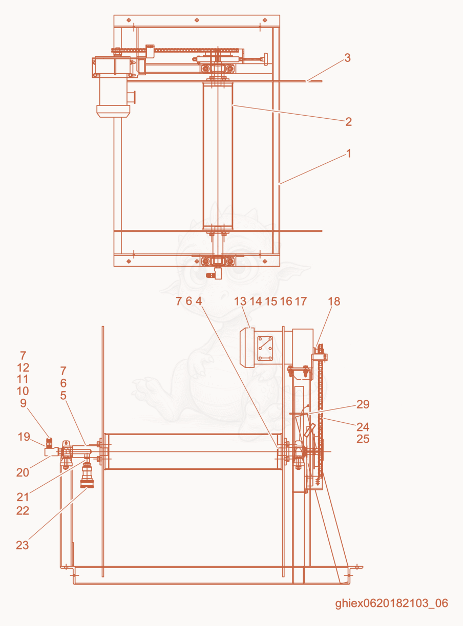 Exploded parts diagram of the Hose Reel cpl. (2) of a Wacker Neuson S3000, with numbered balloons