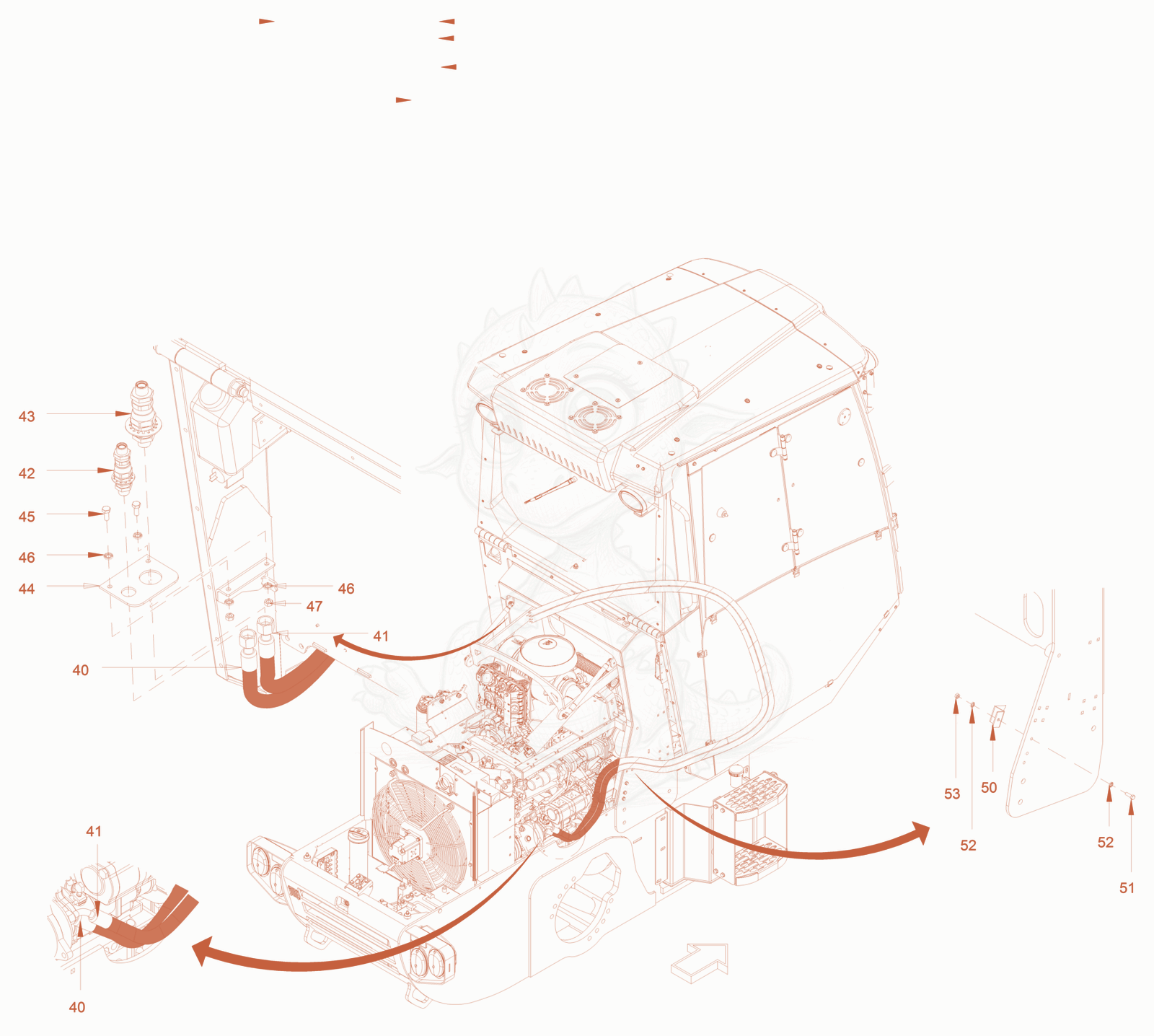 Exploded parts diagram of the air conditioning of a Wacker Neuson RC50P, with numbered balloons