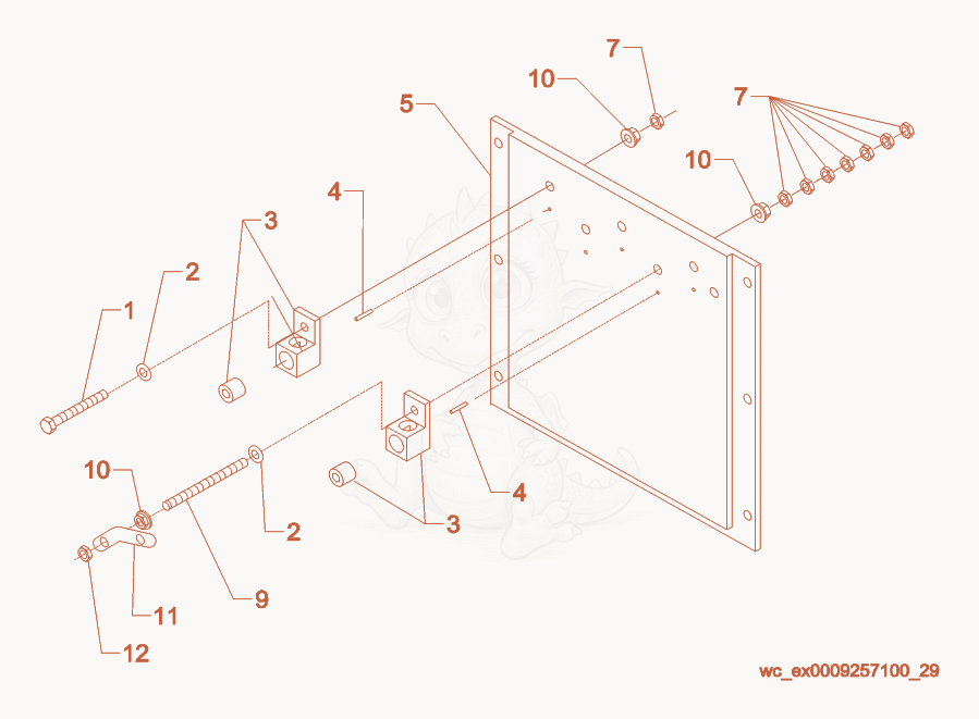 Exploded parts diagram of the Lug Plate cpl. of a Wacker Neuson G25, with numbered balloons