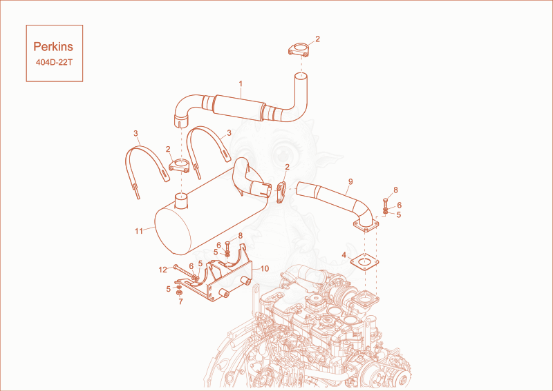 Exploded parts diagram of the exhaust of a Wacker Neuson EW65, with numbered balloons