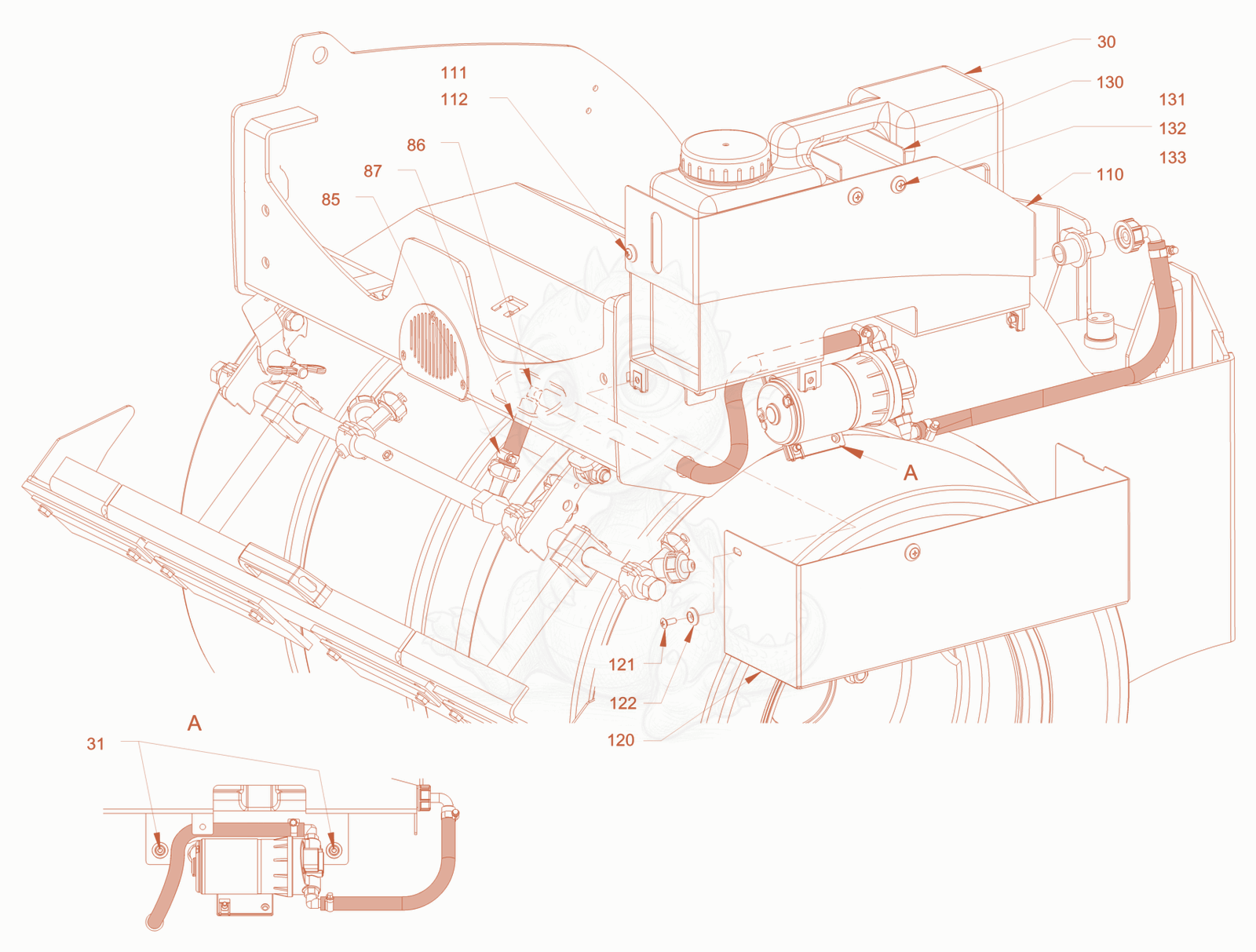 Exploded parts diagram of the additive sprinkling of a Wacker Neuson RD18-100C.3, with numbered balloons