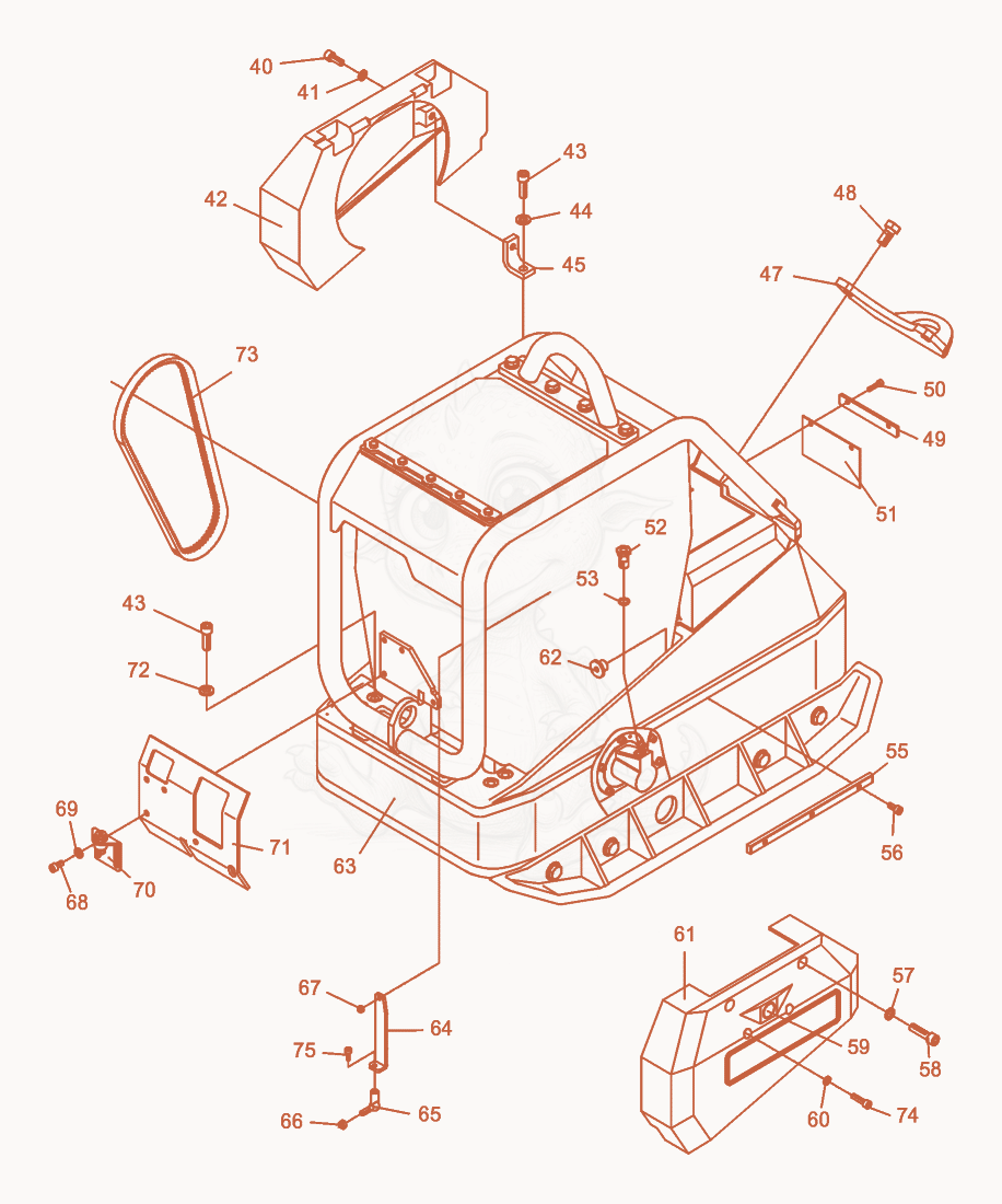 Exploded parts diagram of the Vibratory Plate cpl. of a Wacker Neuson DPU4045H, with numbered balloons