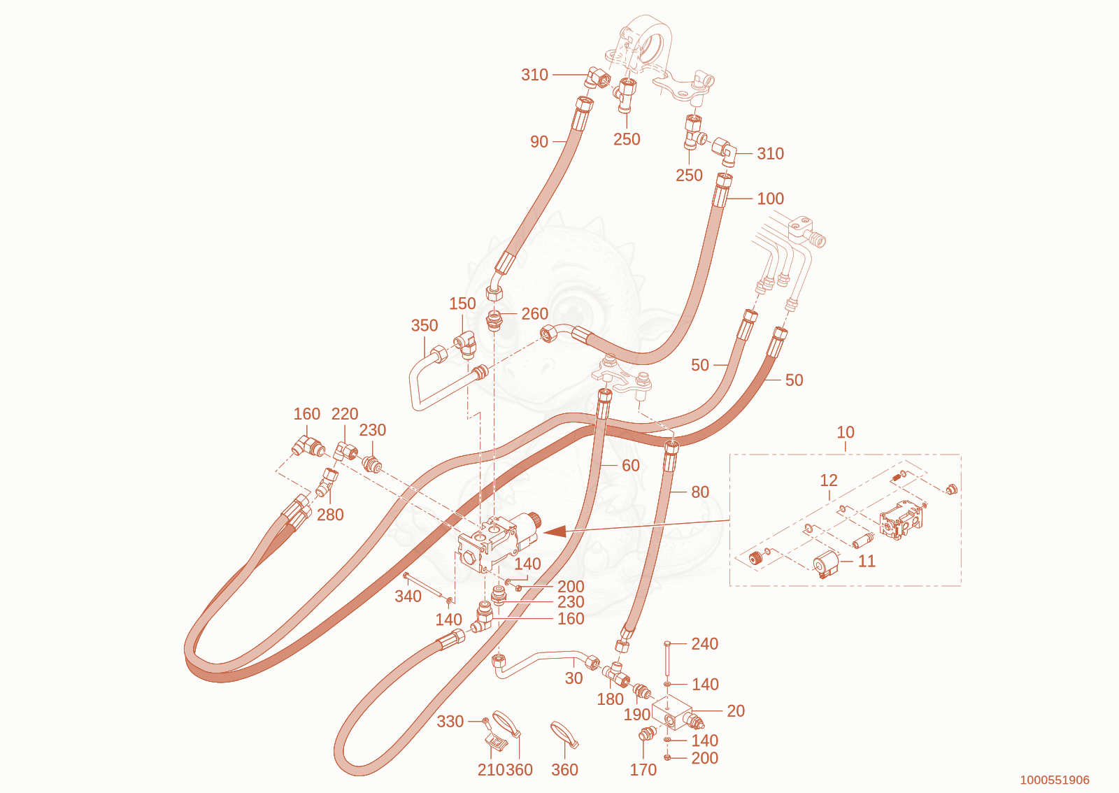 Exploded parts diagram of the PILOT CONTROL of a Wacker Neuson WL300E(A15-01), with numbered balloons