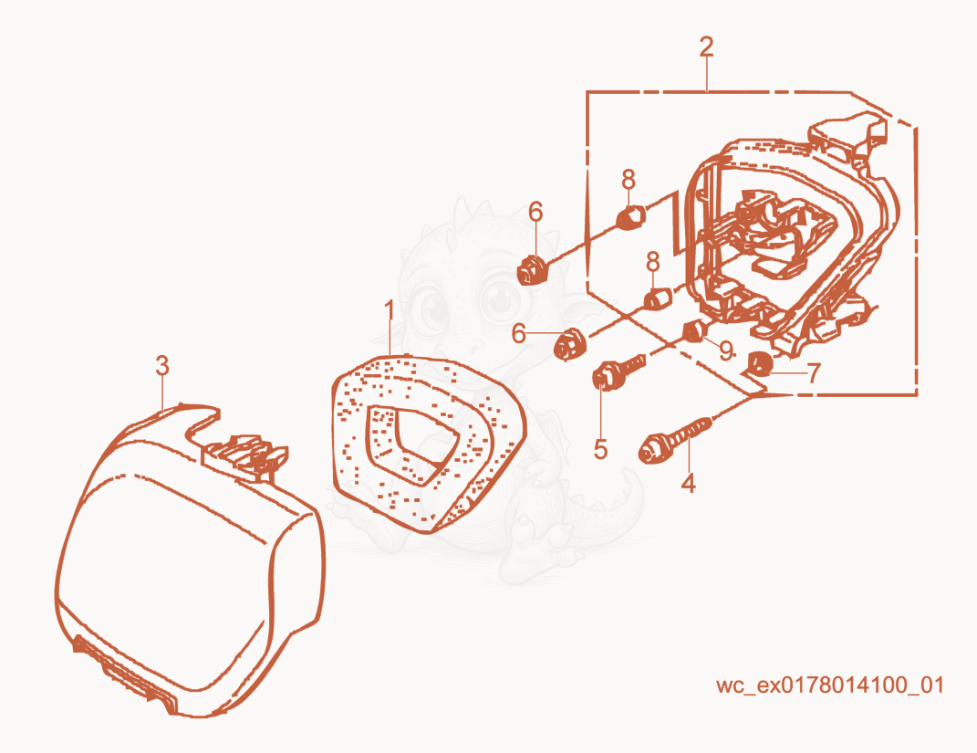 Exploded parts diagram of the Air Cleaner cpl. of a Wacker Neuson PV35A, with numbered balloons