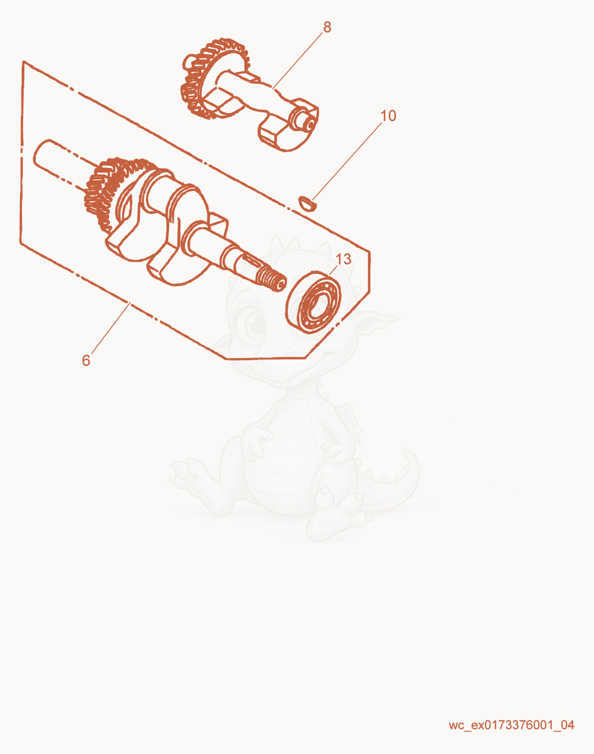 Exploded parts diagram of the Crankshaft of a Wacker Neuson GP3800A, with numbered balloons