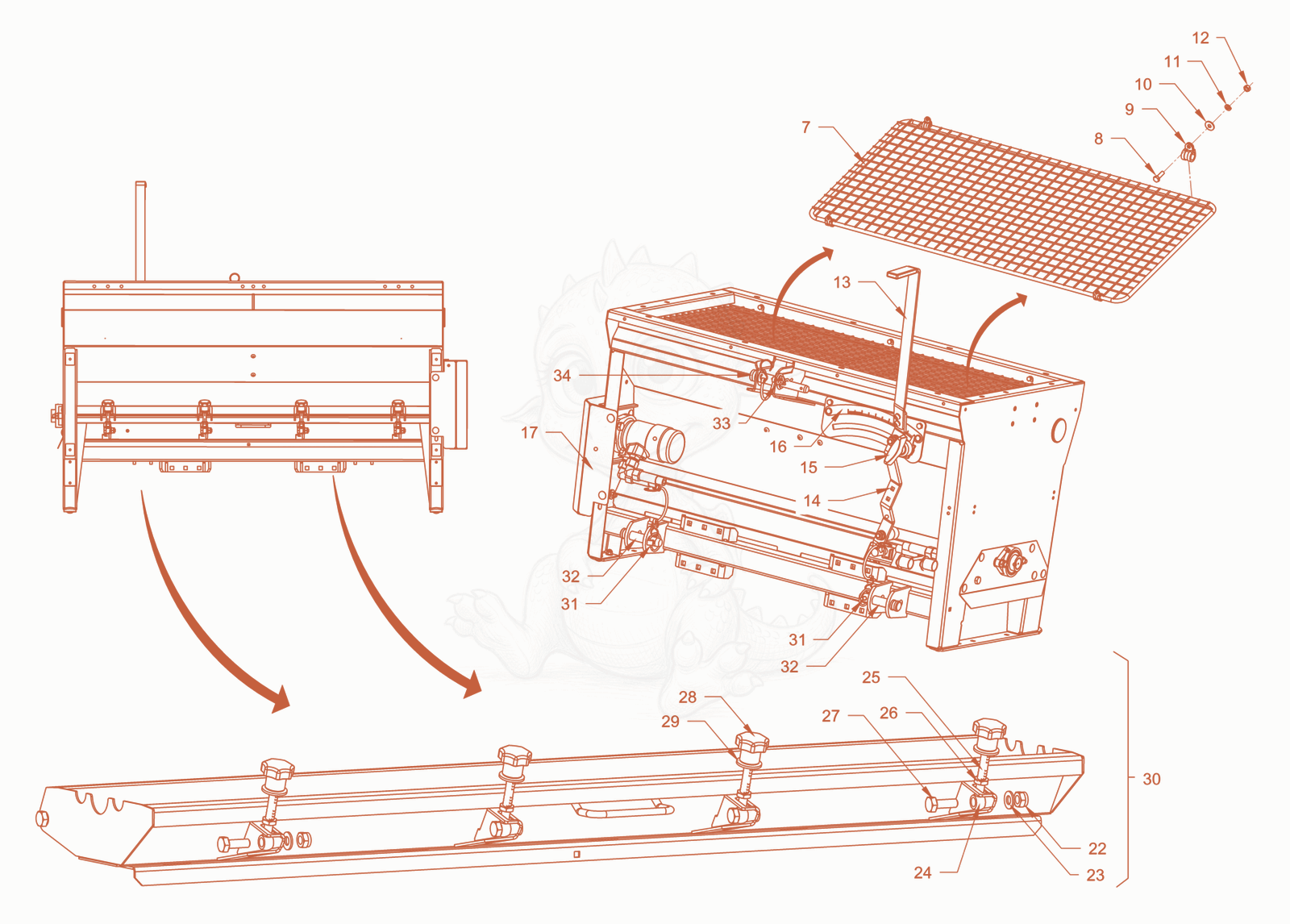 Exploded parts diagram of the cylinder spreader of a Wacker Neuson RD40-130CDPF, with numbered balloons