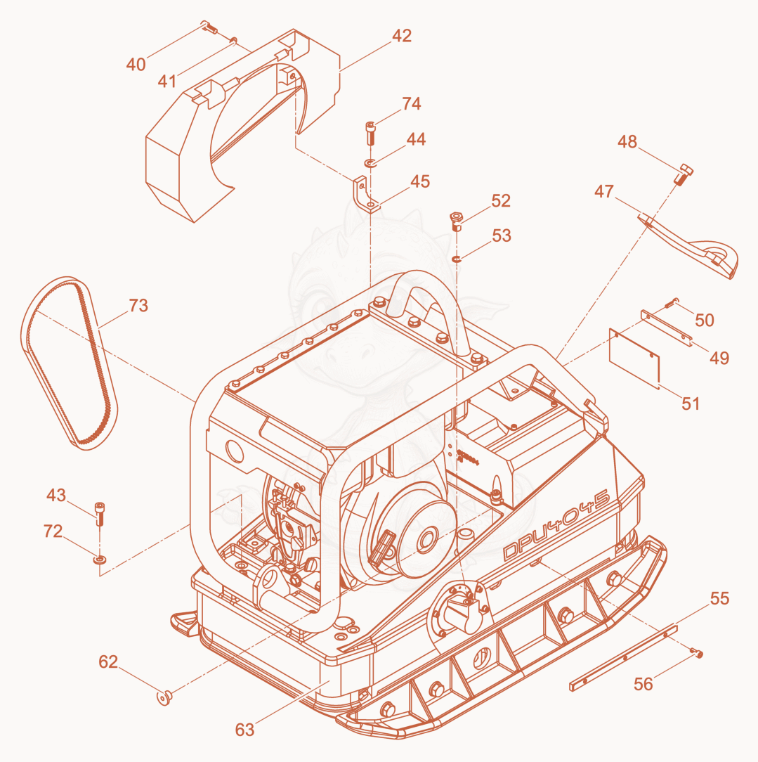 Despiece del Vibratory Plate cpl. de una máquina Wacker Neuson DPU4045Y, con globos numerados