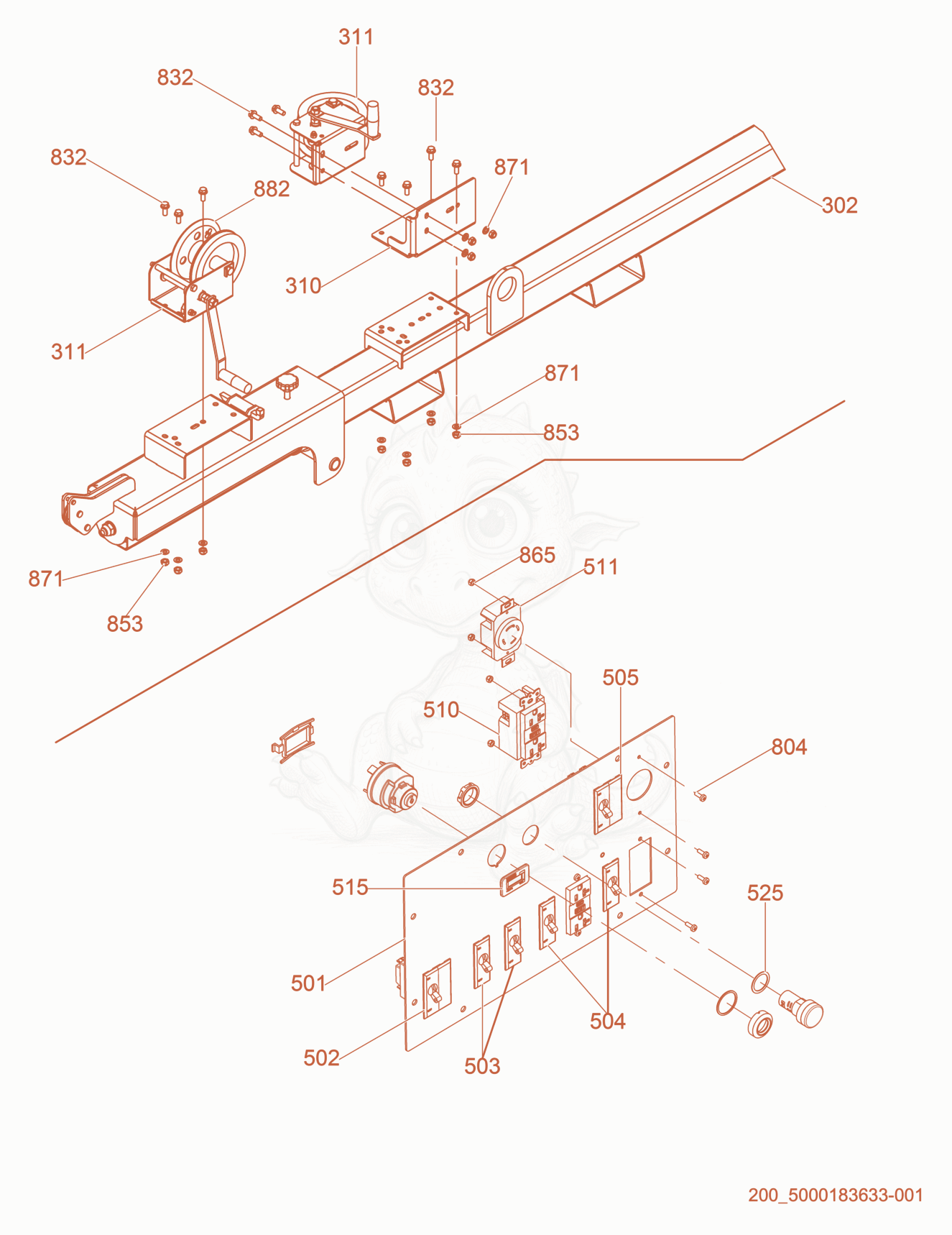 Exploded parts diagram of the Option-Manual Winch of a Wacker Neuson LTN8K, with numbered balloons