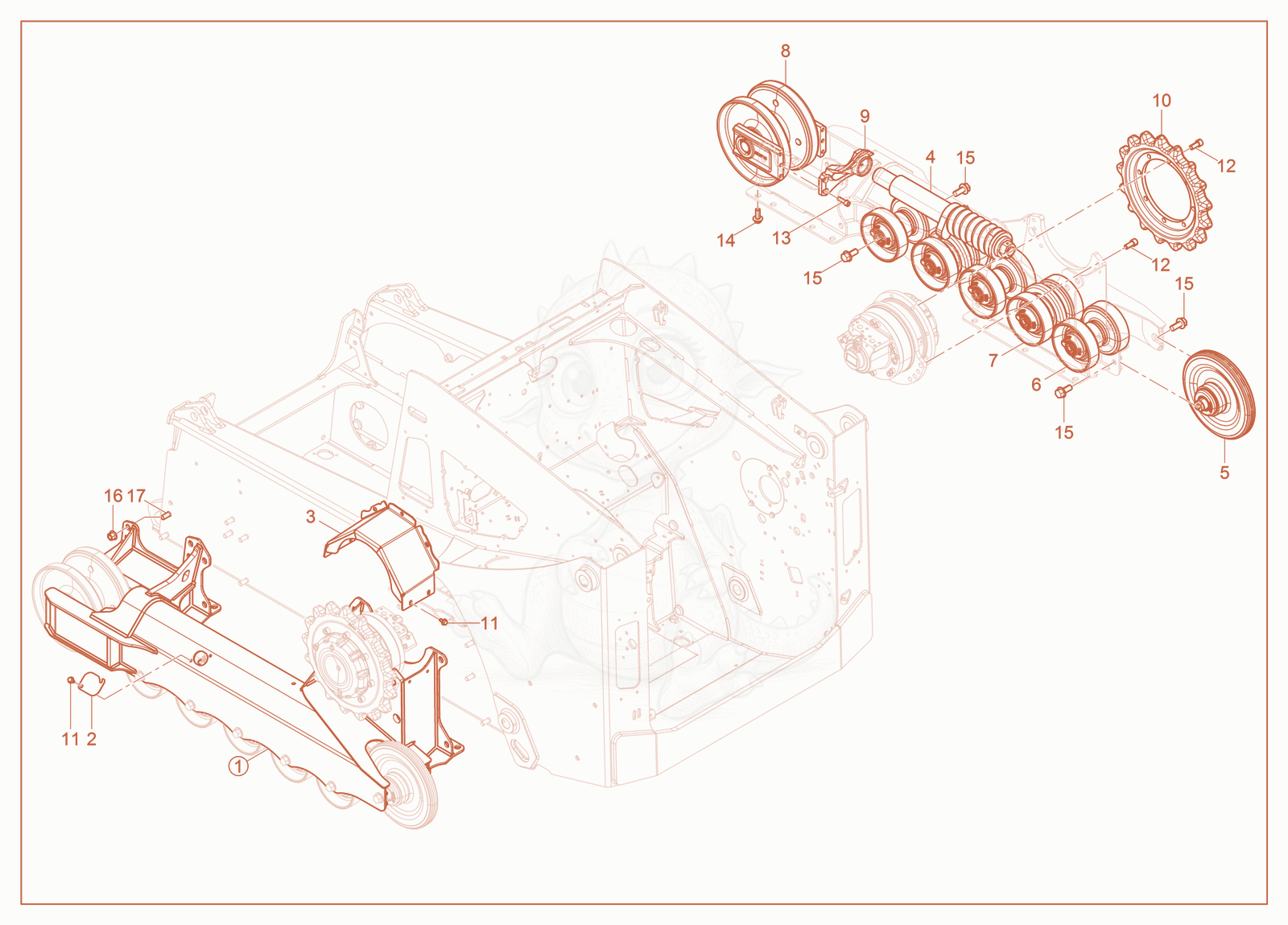 Exploded parts diagram of the Undercarriage of a Wacker Neuson ST40(S06-5), with numbered balloons