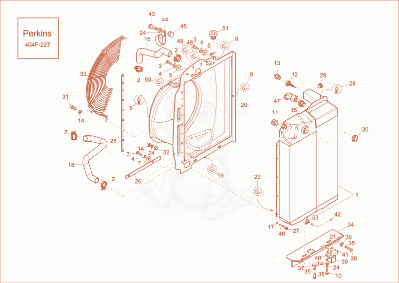 Exploded parts diagram of the combicooler of a Wacker Neuson ET65, with numbered balloons