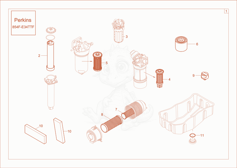 Exploded parts diagram of the service kit (1000h) of a Wacker Neuson ST45(S04-04), with numbered balloons