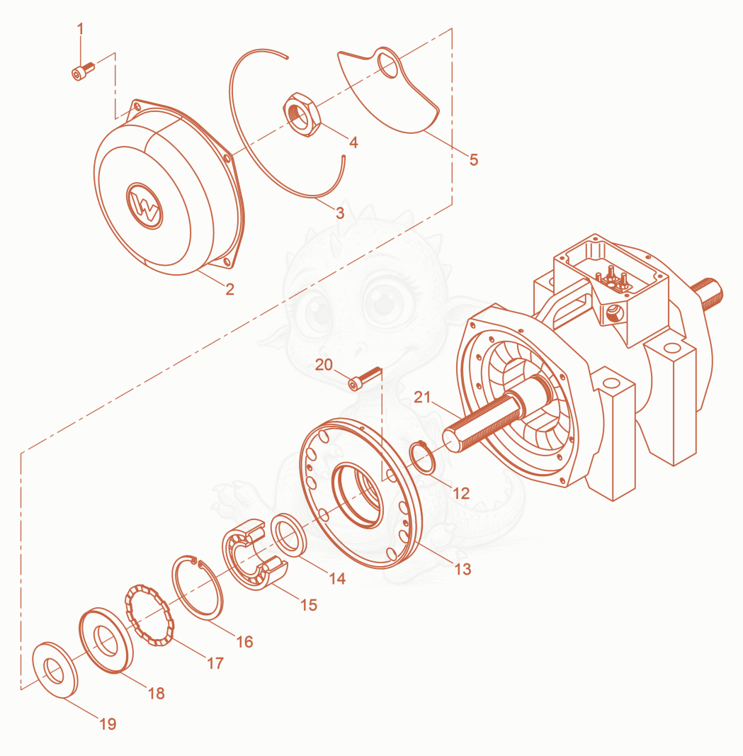 Exploded parts diagram of the External Vibrator cpl. of a Wacker Neuson AR75/10,8/046, with numbered balloons
