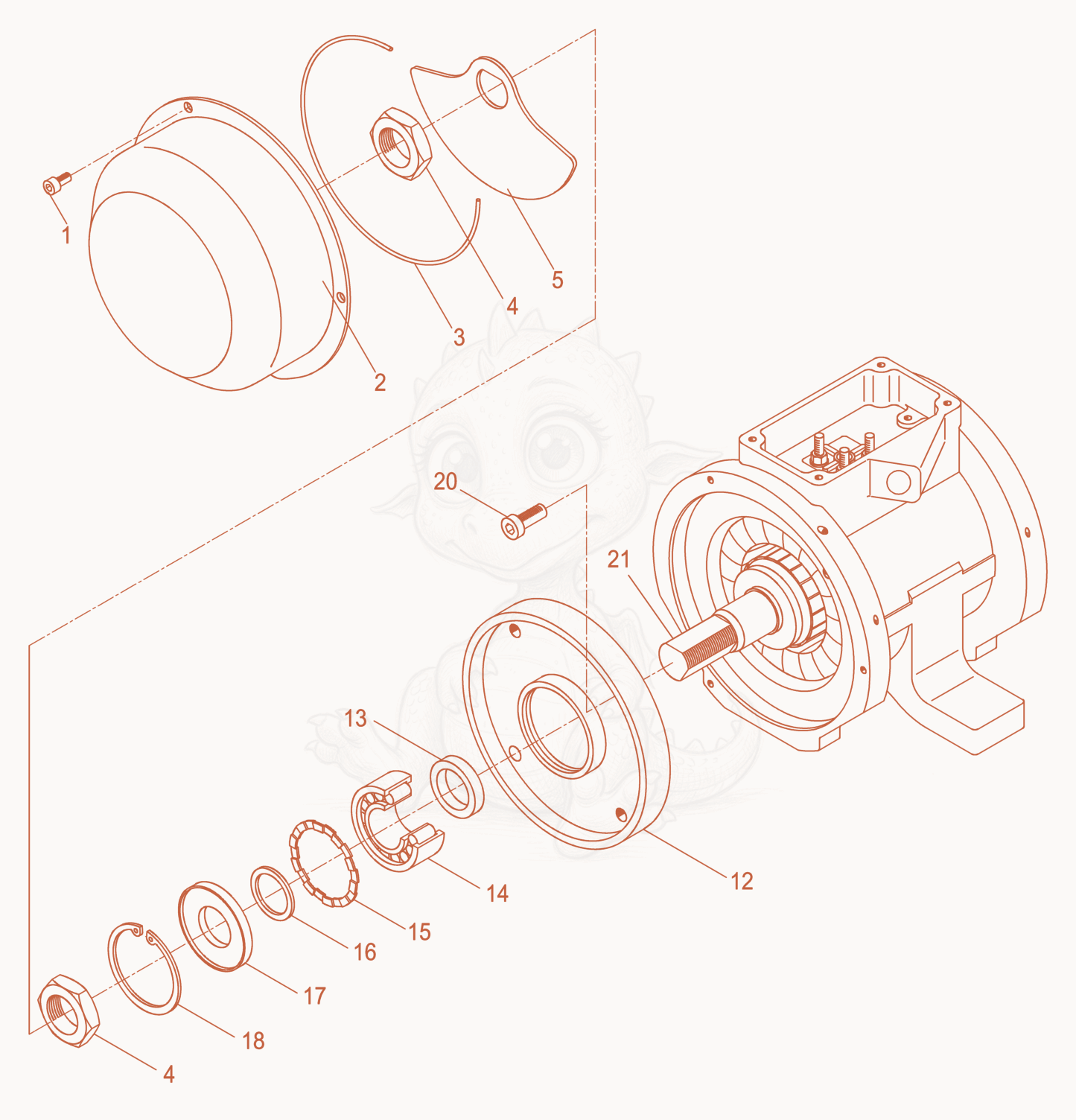 Exploded parts diagram of the External Vibrator cpl. of a Wacker Neuson AR52/3/415, with numbered balloons