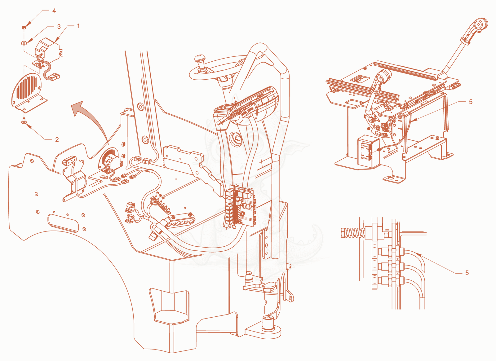 Exploded parts diagram of the back-up alarm of a Wacker Neuson RD24-100.3, with numbered balloons