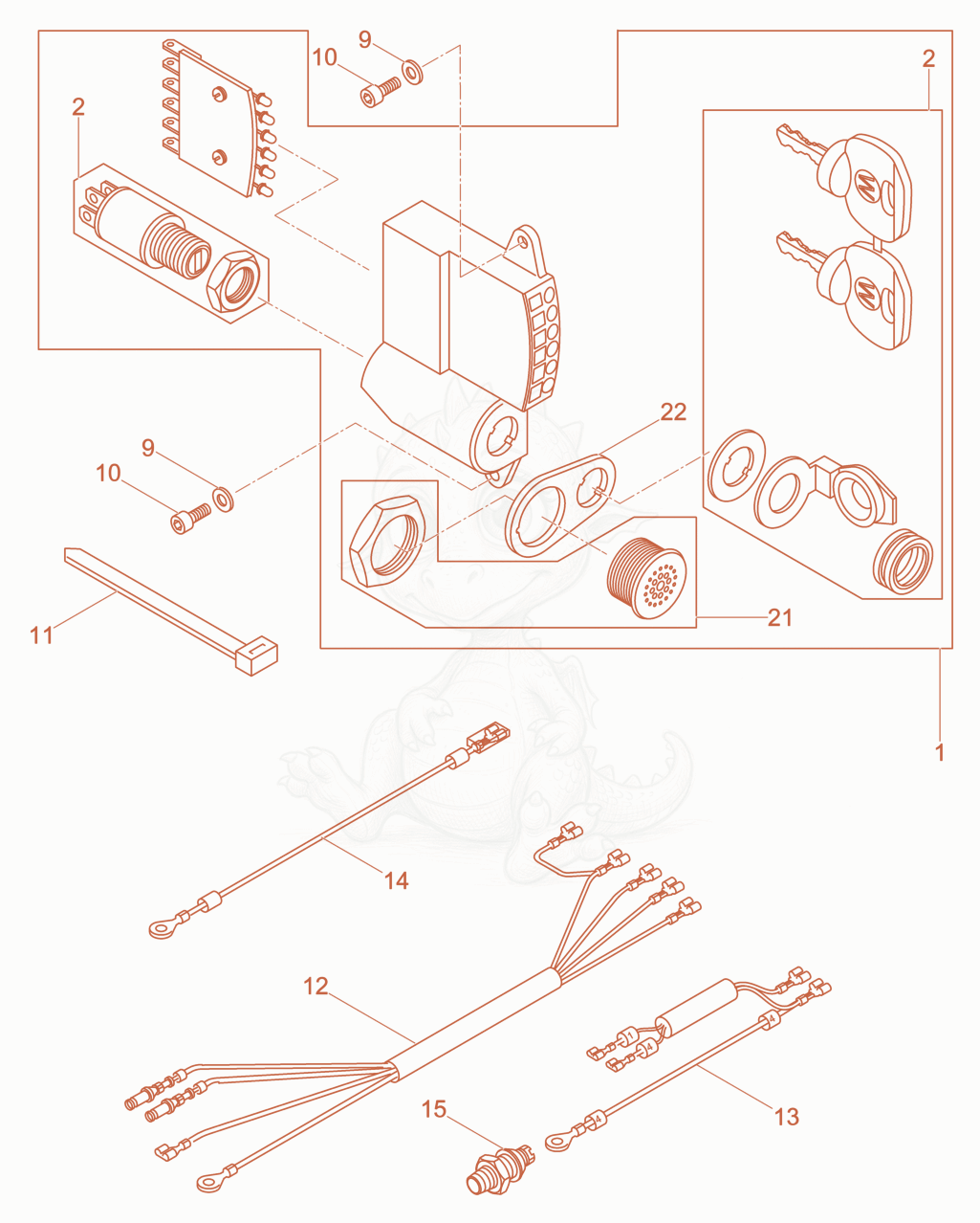 Despiece del Armature, lines de una máquina Wacker Neuson DPU3050HE, con globos numerados