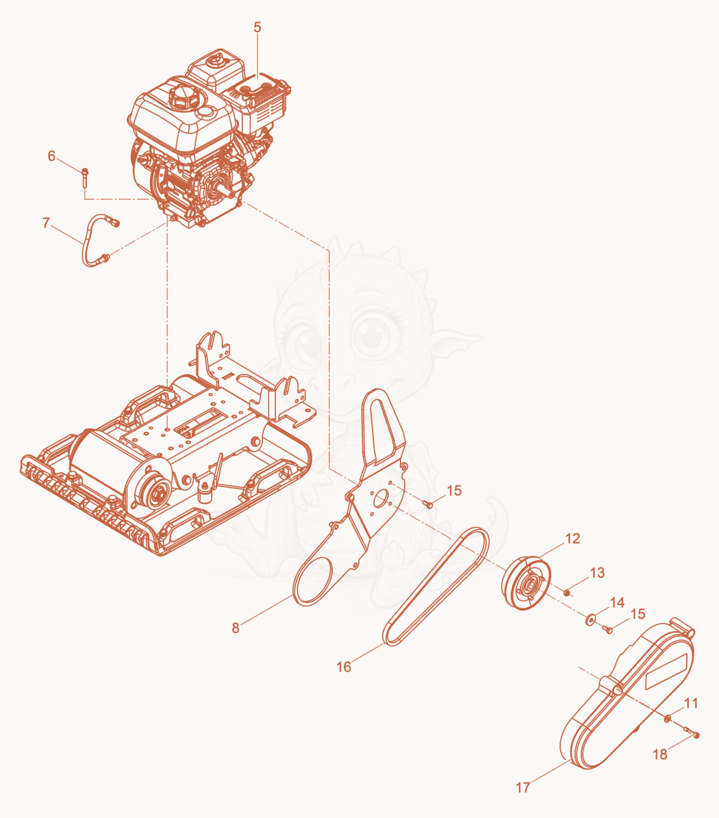 Exploded parts diagram of the Vibration Plate of a Wacker Neuson VP1550AW, with numbered balloons