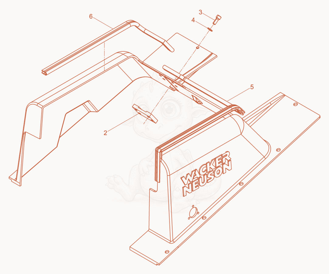 Despiece del Protective hood de una máquina Wacker Neuson DPU7060FE, con globos numerados