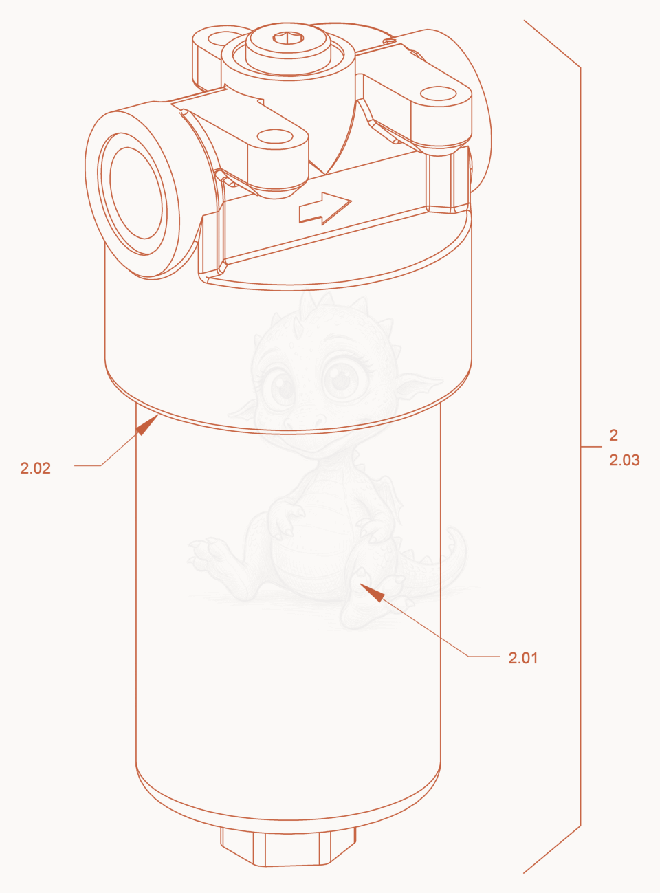 Exploded parts diagram of the Filter (Hydraulic Oil) of a Wacker Neuson RD45-140, with numbered balloons