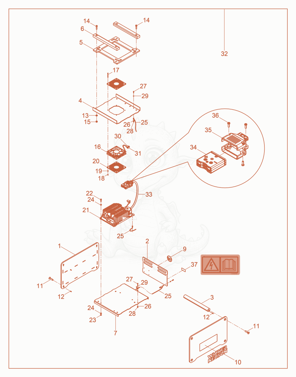 Exploded parts diagram of the Battery charger C 48/13 of a Wacker Neuson ACBE, with numbered balloons