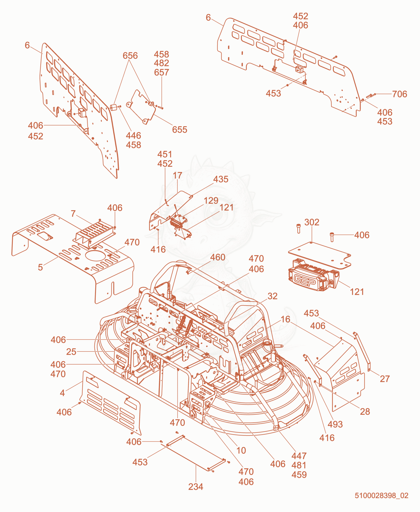 Exploded parts diagram of the Panel of a Wacker Neuson CRT48-37V-PS, with numbered balloons