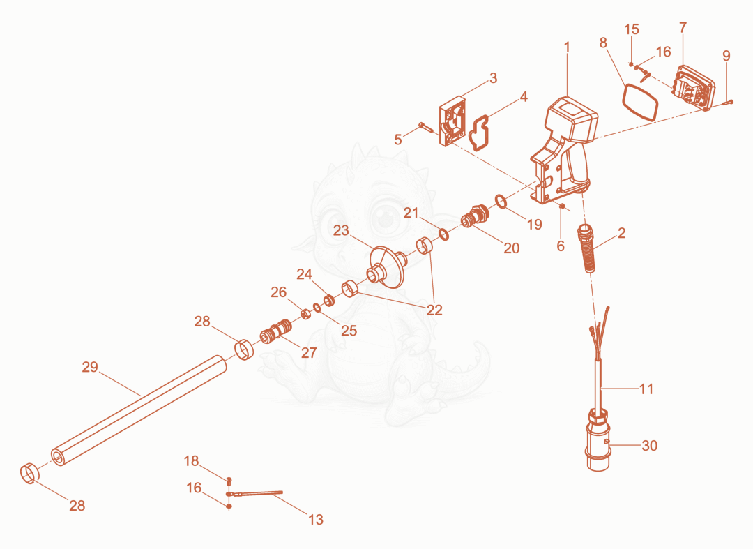 Exploded parts diagram of the Hose Connection cpl. of a Wacker Neuson IRSE-FU45/230LASER, with numbered balloons