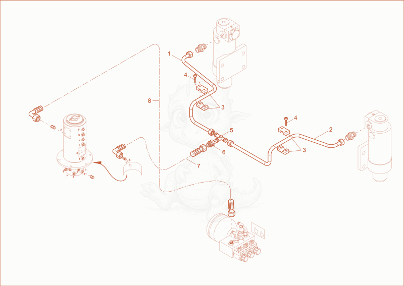 Exploded parts diagram of the INSTALLATION PENDLE AXLE CYLINDER of a Wacker Neuson EW65, with numbered balloons