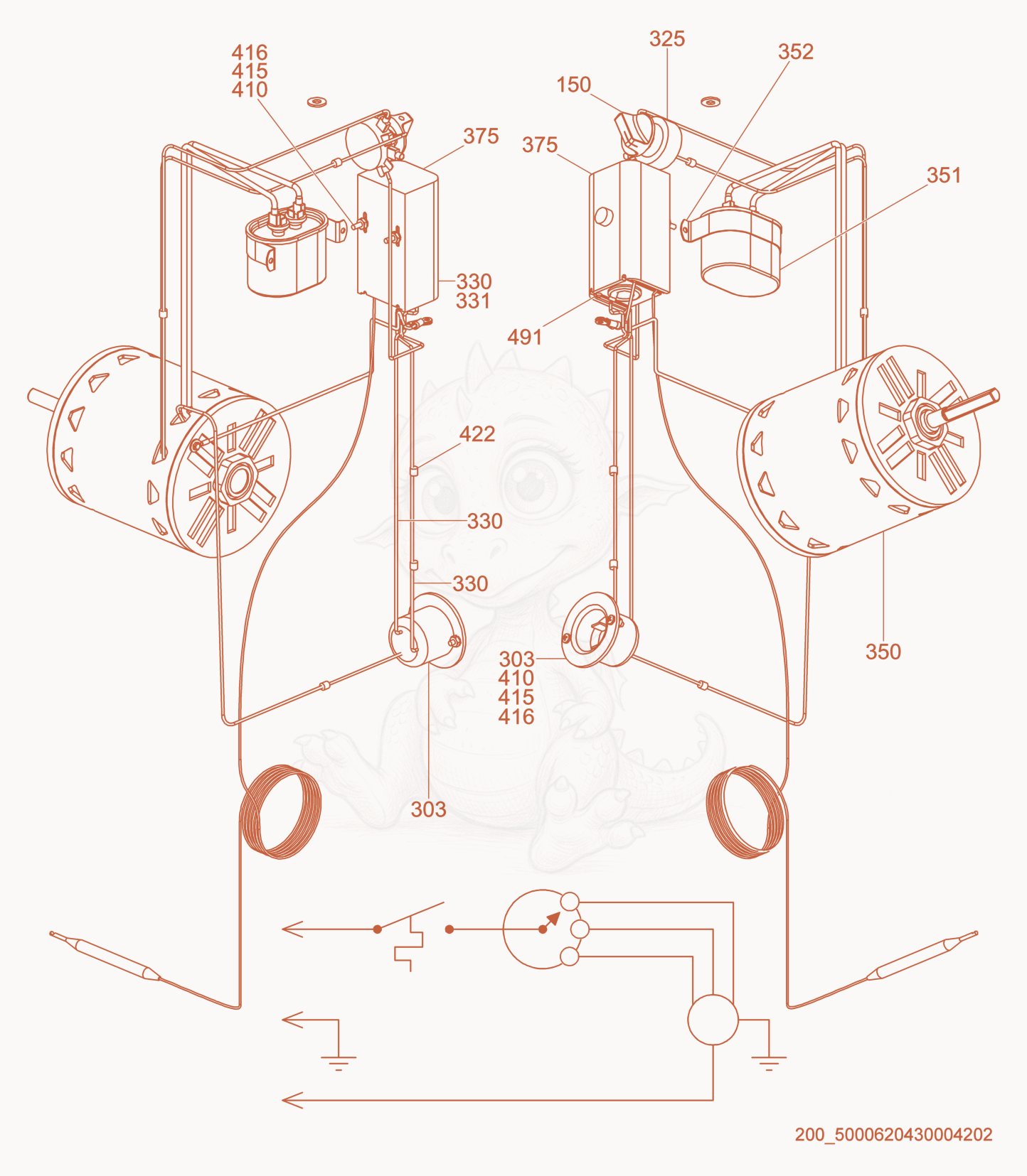 Exploded parts diagram of the Wiring cpl. of a Wacker Neuson HX200, with numbered balloons